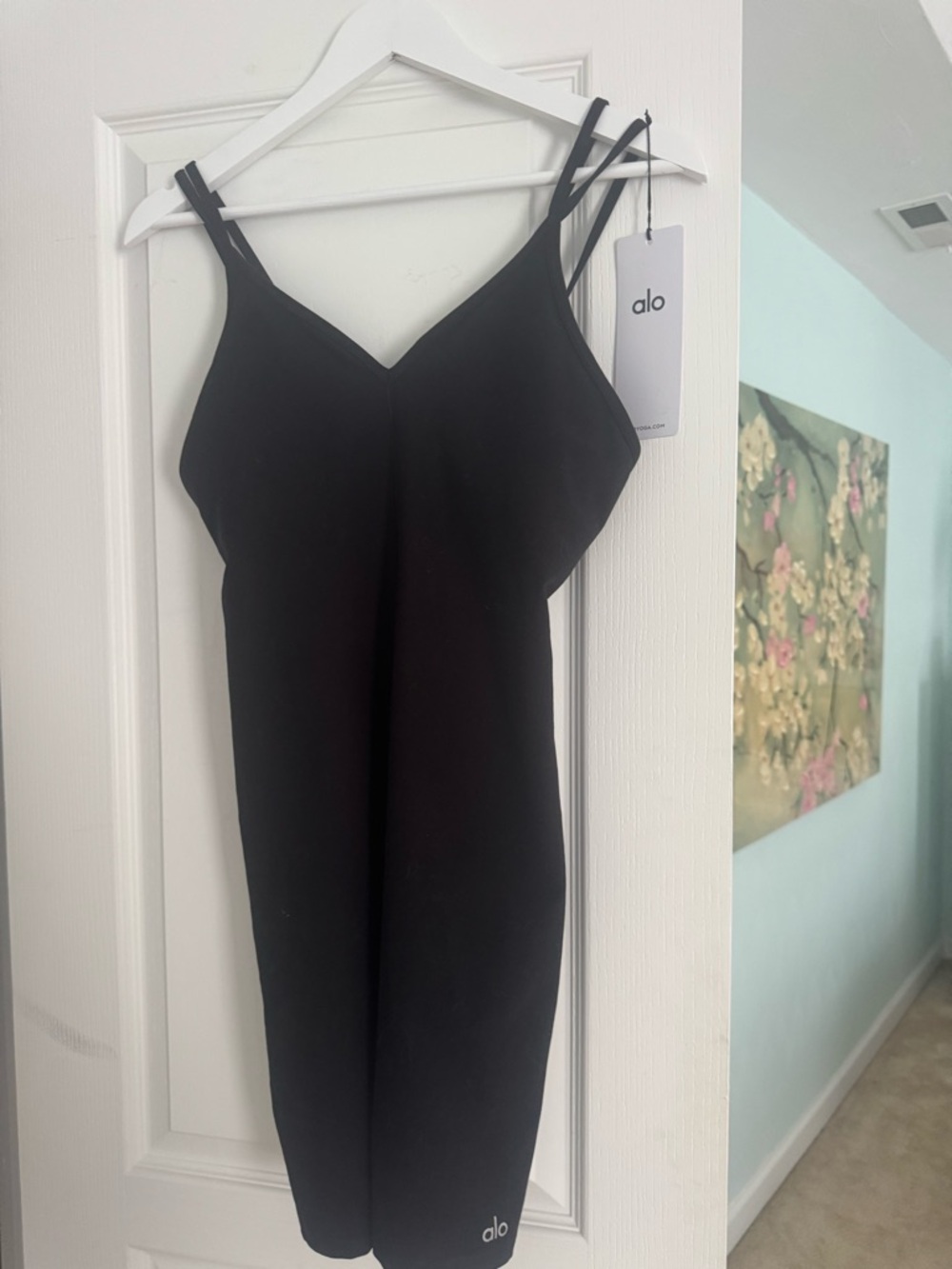ALO Yoga Black Strappy short jumpsuit with Double Spaghetti Straps - Picture 2 of 4